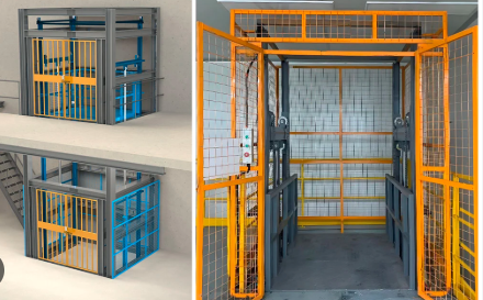 Warehouse goods and packages representing cargo elevator applications